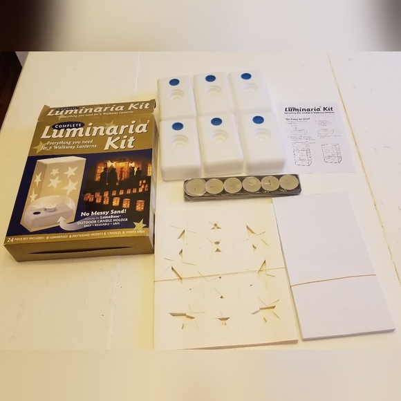 NIB Complete Luminaria Kit 6 Walkway Lanterns Outdoor Candke Holder 24 PC Kit - Picture 1 of 12